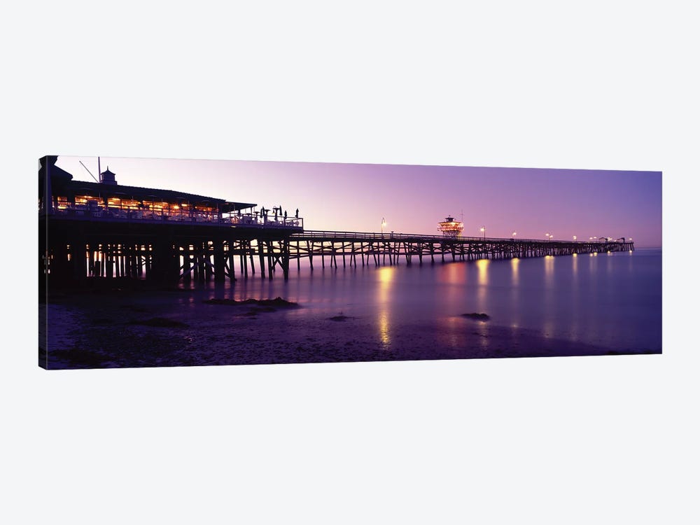 Pier Lit Up At Night, San Clemente Pier, San Clemente, Orange County, California, USA by Panoramic Images 1-piece Canvas Art Print