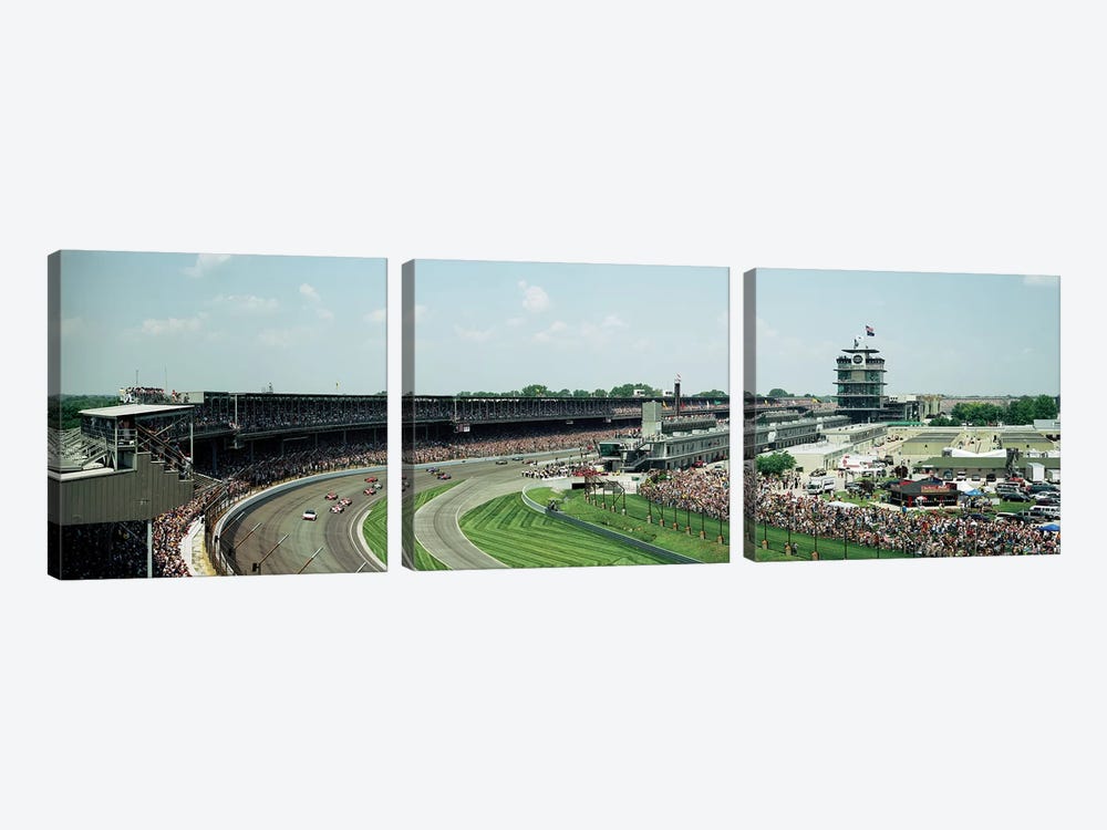 Race Cars In Pace Lap At Indianapolis Motor Speedway, Indianapolis 500, Indiana, USA I by Panoramic Images 3-piece Art Print