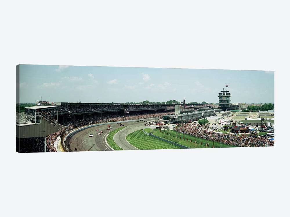 Race Cars In Pace Lap At Indianapolis Motor Speedway, Indianapolis 500, Indiana, USA I by Panoramic Images 1-piece Canvas Art Print