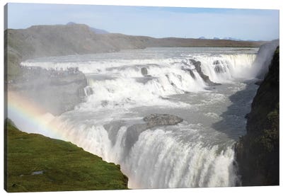 Rainbow Over Gullfoss Falls On The Hvita River, Iceland Canvas Art Print - Iceland Art
