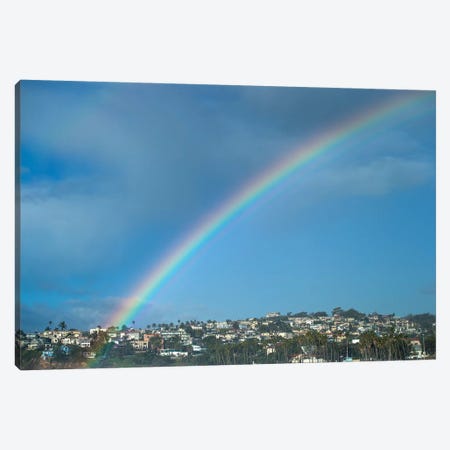 Rainbow Over Houses In A Town, San Pedro, Los Angeles, California, USA Canvas Print #PIM14804} by Panoramic Images Canvas Artwork