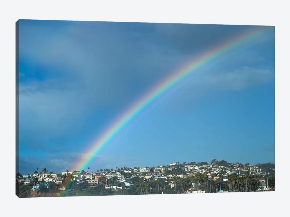Rainbow Over Houses In A Town, San Pedro, Los Angeles, California, USA by Panoramic Images 1-piece Canvas Art Print