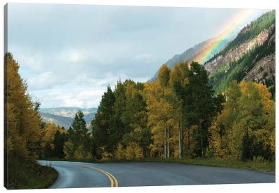 Rainbow Over Mountain Range, Maroon Bells, Maroon Creek Valley, Aspen, Pitkin County, Colorado, USA Canvas Art Print - Colorado Art