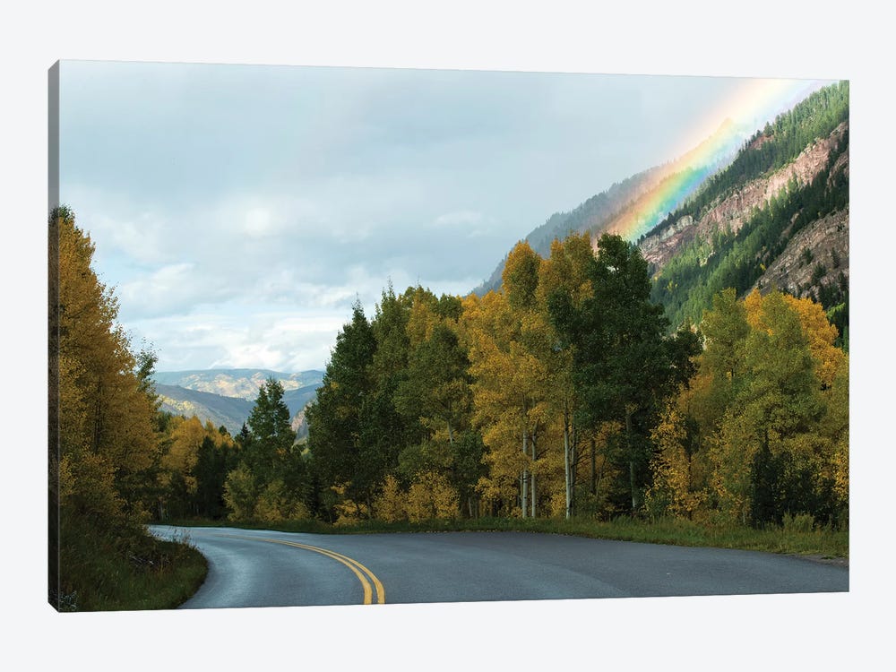 Rainbow Over Mountain Range, Maroon Bells, Maroon Creek Valley, Aspen, Pitkin County, Colorado, USA by Panoramic Images 1-piece Canvas Wall Art