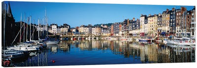 Reflection Of Buildings In Water, Honfleur, Normandy, Calvados, France Canvas Art Print - Normandy