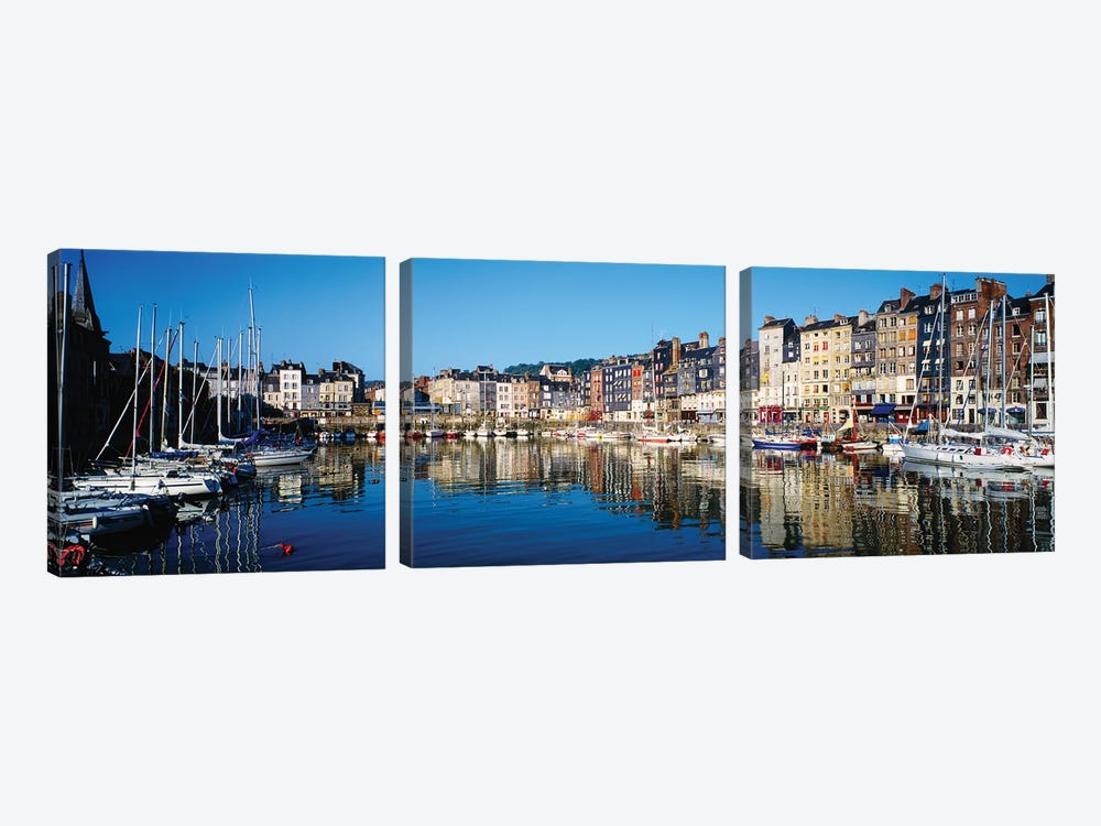 Reflection Of Buildings In Water, Honfleur, Normandy, Calvados, France by Panoramic Images 3-piece Art Print