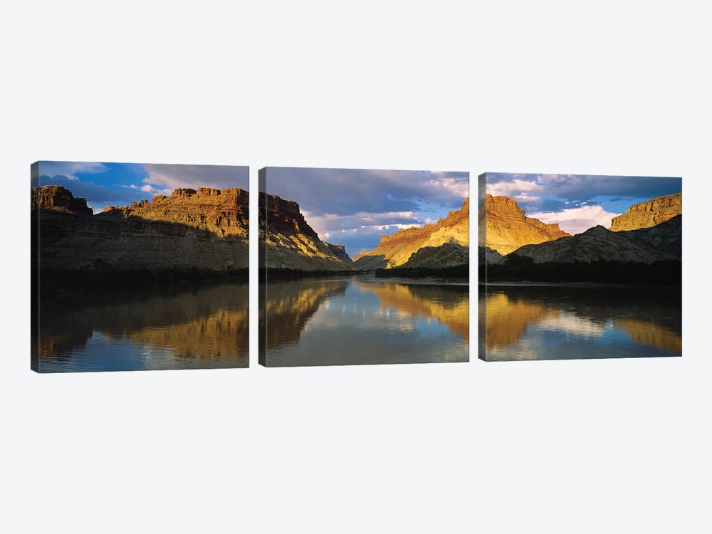 Reflection Of Cliffs In River, Canyonlands National Park, Colorado River, Utah, USA by Panoramic Images 3-piece Canvas Wall Art