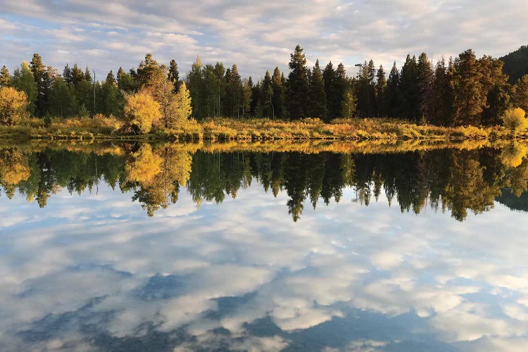 Reflection Of Clouds On Water, Teton Range, Grand Teton National Park, Wyoming, USA