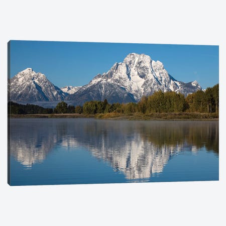 Reflection Of Mountain And Trees On Water, Teton Range, Grand Teton National Park, Wyoming, USA I Canvas Print #PIM14816} by Panoramic Images Canvas Print
