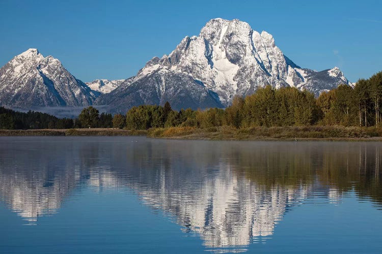 Reflection Of Mountain And Trees On Water, Teton Range, Grand Teton National Park, Wyoming, USA I