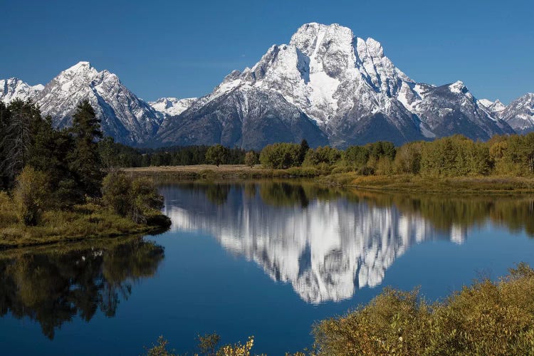 Reflection Of Mountain And Trees On Water, Teton Range, Grand Teton National Park, Wyoming, USA II