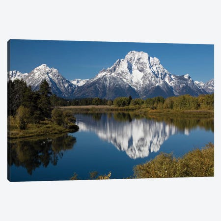 Reflection Of Mountain And Trees On Water, Teton Range, Grand Teton National Park, Wyoming, USA II Canvas Print #PIM14817} by Panoramic Images Canvas Print