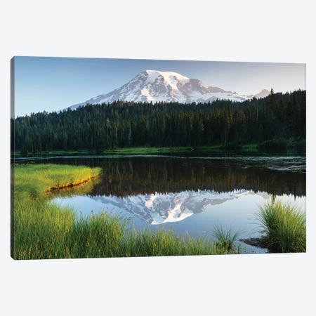Reflection Of Mountain In Lake, Mount Rainier National Park, Washington State, USA I Canvas Print #PIM14821} by Panoramic Images Art Print
