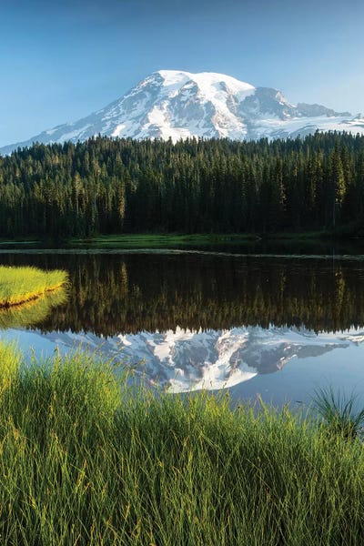 Cascade Range: Reflection Of Mountain In Lake II, Mount Rainier National Park, Washington State, USA by Panoramic Images