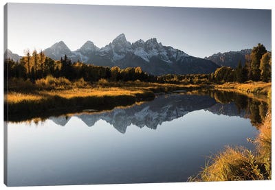 Reflection Of Mountain On Water, Teton Range, Grand Teton National Park, Wyoming, USA Canvas Art Print - Rocky Mountain Art Collection - Canvas Prints & Wall Art