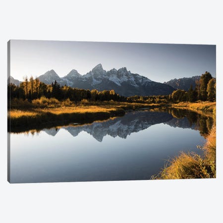 Reflection Of Mountain On Water, Teton Range, Grand Teton National Park, Wyoming, USA Canvas Print #PIM14823} by Panoramic Images Art Print