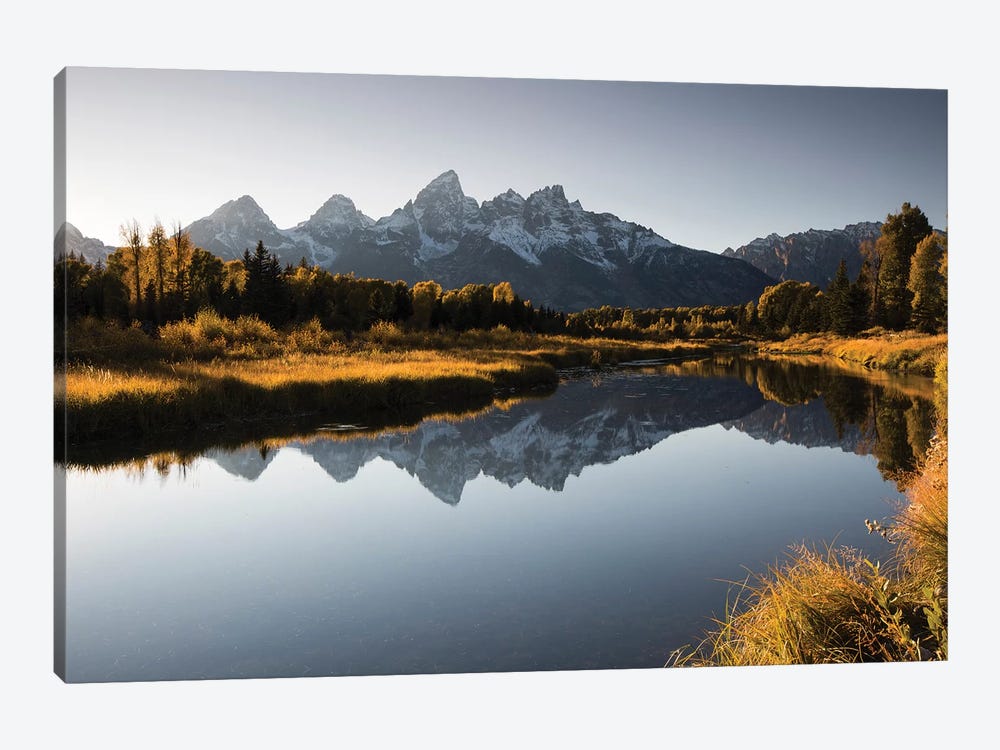 Reflection Of Mountain On Water, Teton Range, Grand Teton National Park, Wyoming, USA 1-piece Canvas Art