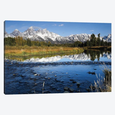 Reflection Of Mountain Range On Water, Teton Range, Grand Teton National Park, Wyoming, USA Canvas Print #PIM14824} by Panoramic Images Canvas Art
