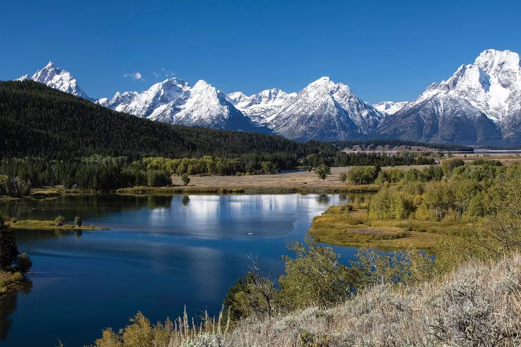 River With Mountain Range In The Background, Teton Range, Grand Teton National Park, Wyoming, USA