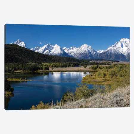 River With Mountain Range In The Background, Teton Range, Grand Teton National Park, Wyoming, USA Canvas Print #PIM14836} by Panoramic Images Canvas Print