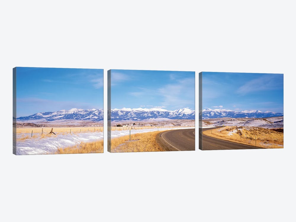 Road Passing Through A Landscape, Crazy Mountains, Montana, USA by Panoramic Images 3-piece Canvas Print