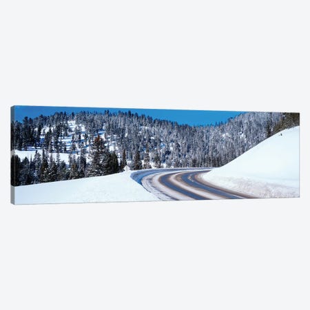 Road Passing Through A Snow Covered Landscape, Big Sky Resort, Montana, USA Canvas Print #PIM14843} by Panoramic Images Canvas Print