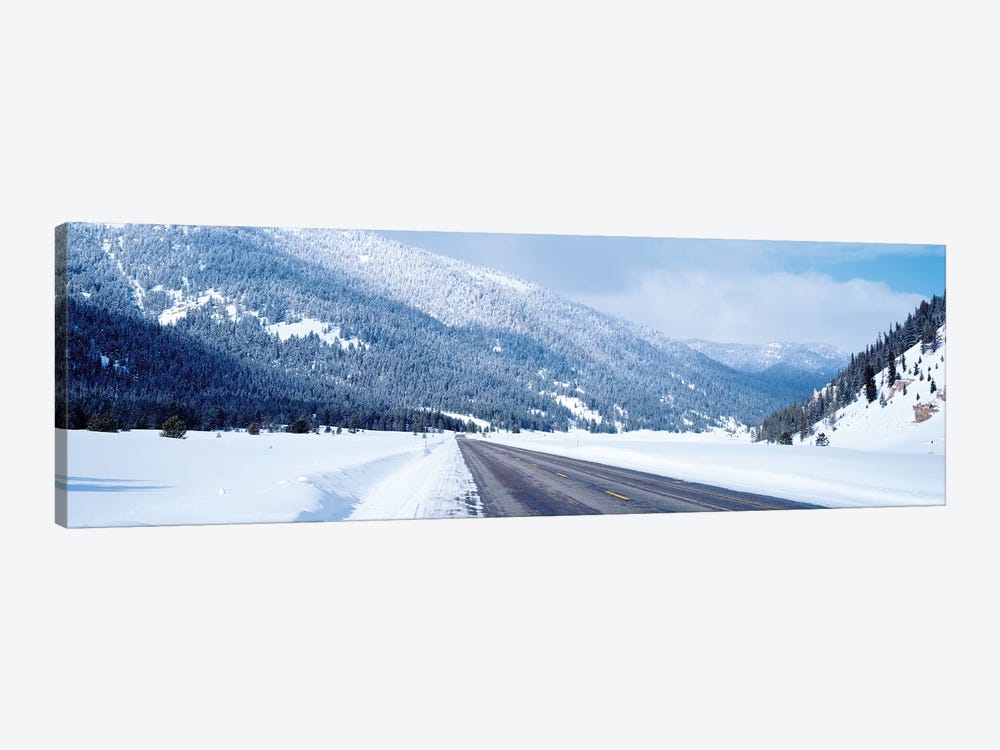 Road Passing Through A Snow Covered Landscape, Yellowstone National Park, Wyoming, USA by Panoramic Images 1-piece Art Print