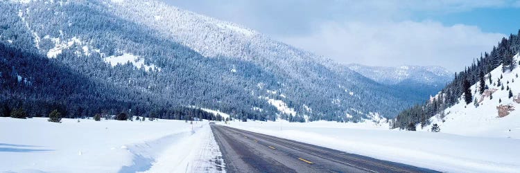 Road Passing Through A Snow Covered Landscape, Yellowstone National Park, Wyoming, USA by Panoramic Images wall art