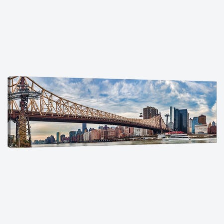 Roosevelt Island Tramway Over Queensboro Bridge Crossing The East River, Manhattan, NYC, New York State, USA Canvas Print #PIM14863} by Panoramic Images Art Print