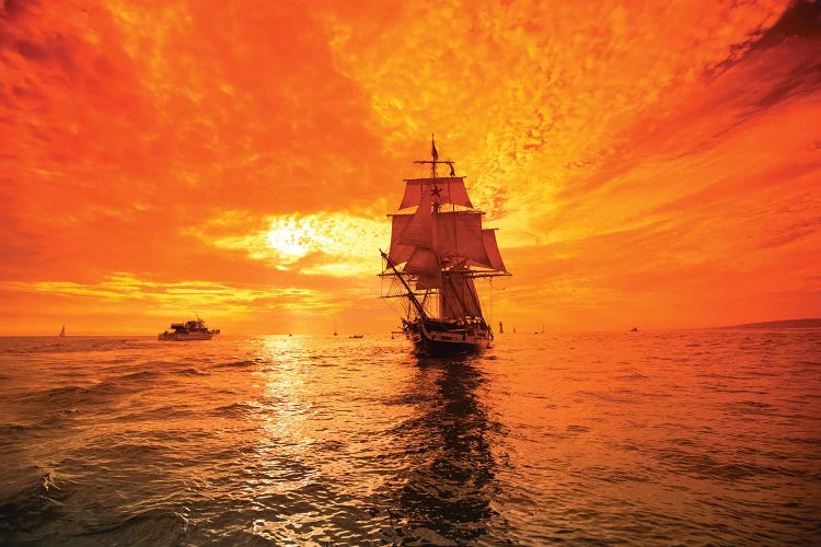 Sailboat And Tall Ship The Pacific Ocean, Dana Point Harbor, Dana Point, Orange County, California, USA I