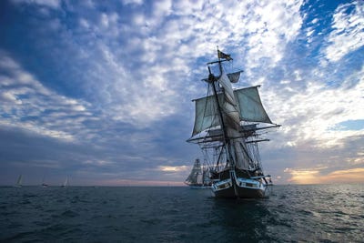 Sailboat And Tall Ship The Pacific Ocean, Dana Point Harbor, Dana Point, Orange County, California, USA III by Panoramic Images canvas print