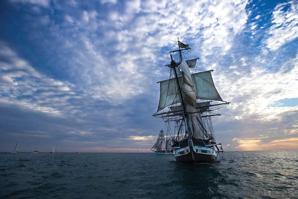 Sailboats: Sailboat And Tall Ship The Pacific Ocean, Dana Point Harbor, Dana Point, Orange County, California, USA III by Panoramic Images