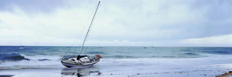 Sailboat In Ocean, Santa Barbara, Santa Barbara County, California, USA