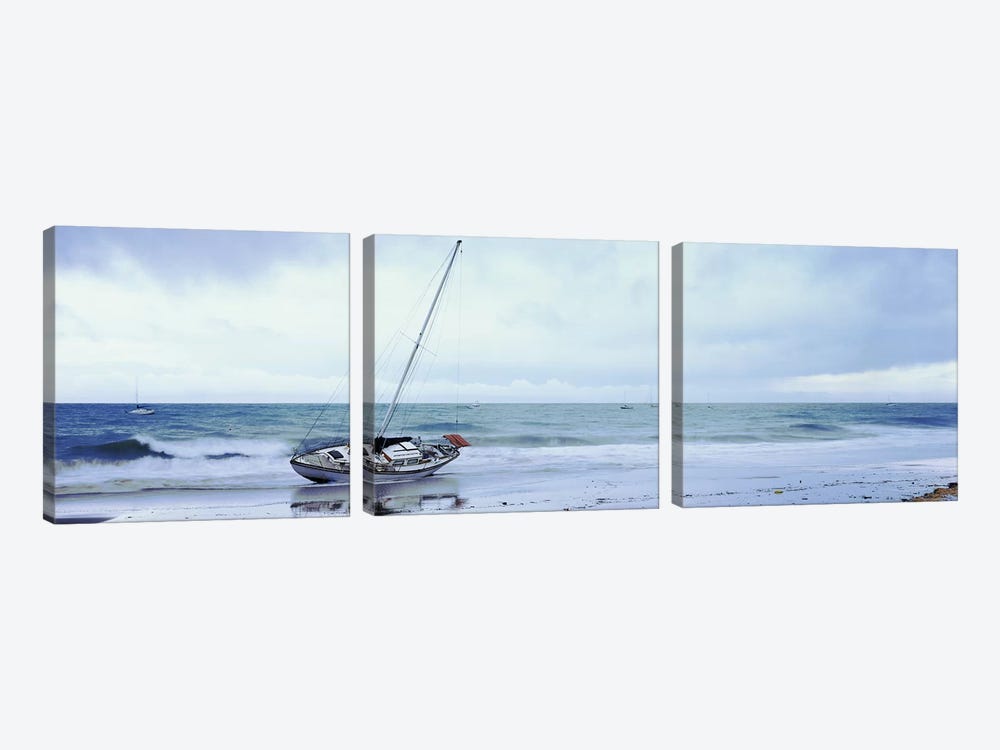 Sailboat In Ocean, Santa Barbara, Santa Barbara County, California, USA by Panoramic Images 3-piece Canvas Art