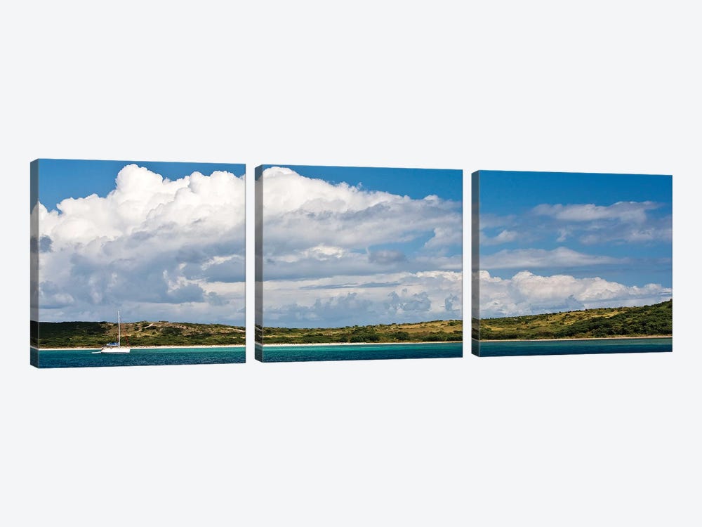 Sailboat In Sea, Culebra Island, Puerto Rico by Panoramic Images 3-piece Canvas Art Print