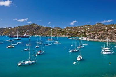 Sailboats In Sea, Saint Barthélemy, Caribbean Sea by Panoramic Images canvas print