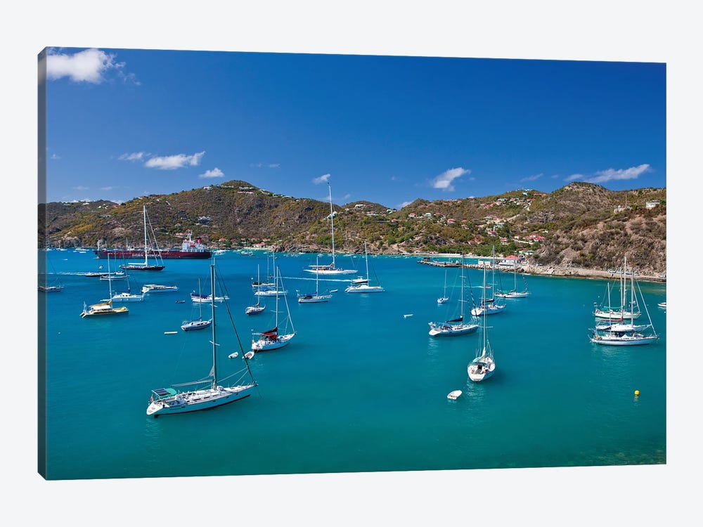 Sailboats In Sea, Saint Barthélemy, Caribbean Sea by Panoramic Images 1-piece Canvas Artwork
