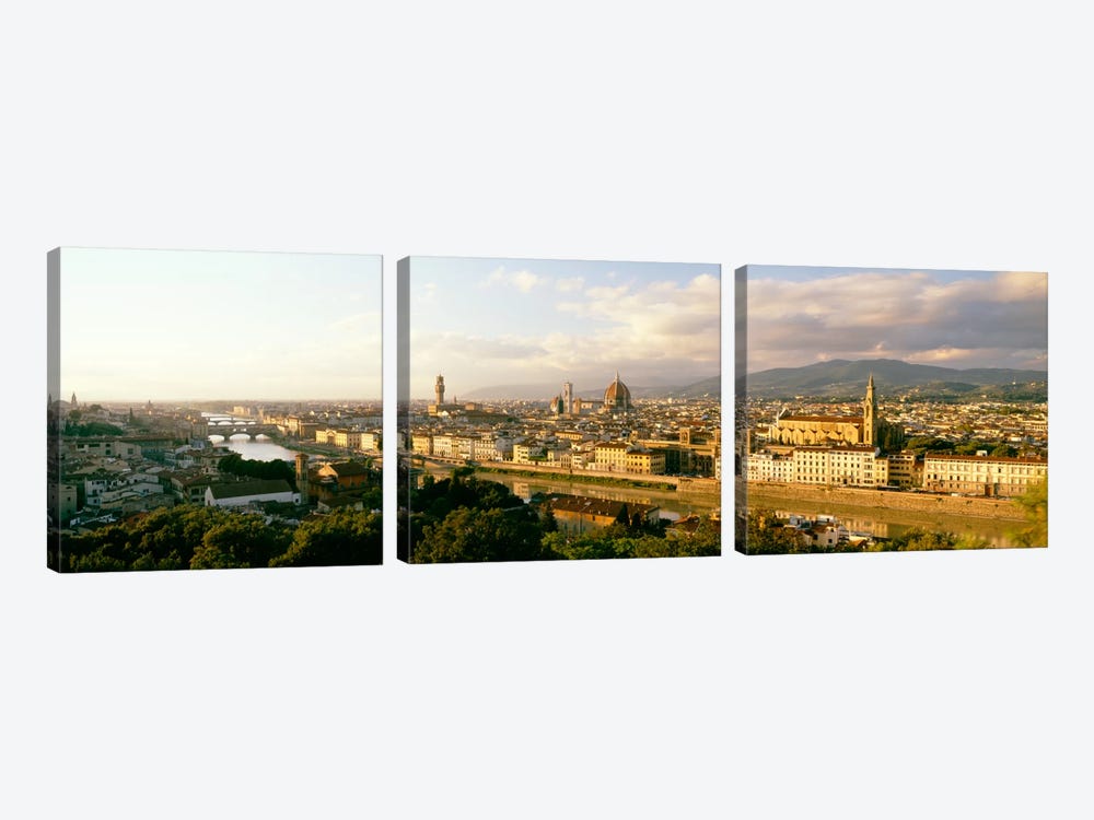 The Duomo & Arno River Florence Italy by Panoramic Images 3-piece Canvas Wall Art