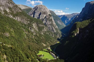 Scenic View Of Naeroyfjord Valley From Stalheim Hotel, Stalheim, Norway by Panoramic Images art print