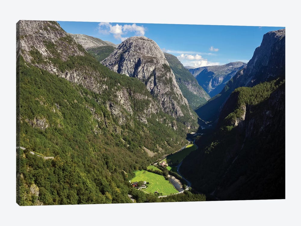 Scenic View Of Naeroyfjord Valley From Stalheim Hotel, Stalheim, Norway by Panoramic Images 1-piece Canvas Wall Art