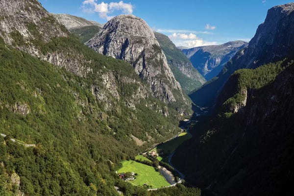 Valleys: Scenic View Of Naeroyfjord Valley From Stalheim Hotel, Stalheim, Norway by Panoramic Images