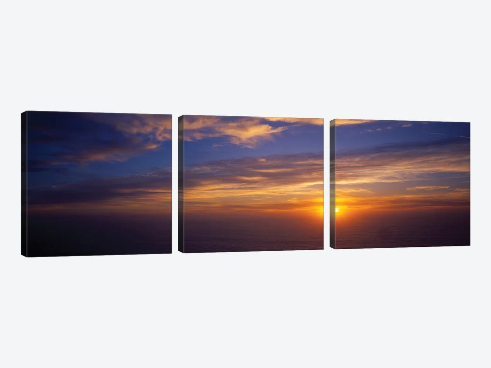 Scenic View Of Pacific Ocean At Sunset, Kauai, Hawaii, USA by Panoramic Images 3-piece Art Print