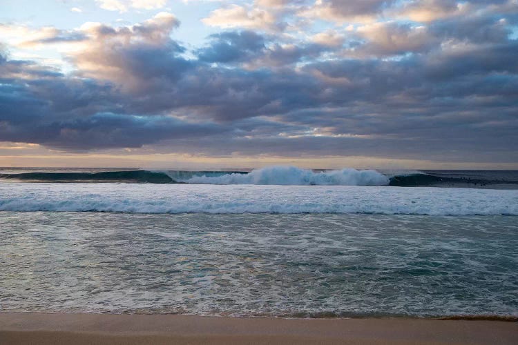 Scenic View Of Surf On Beach Against Cloudy Sky, Hawaii, USA I