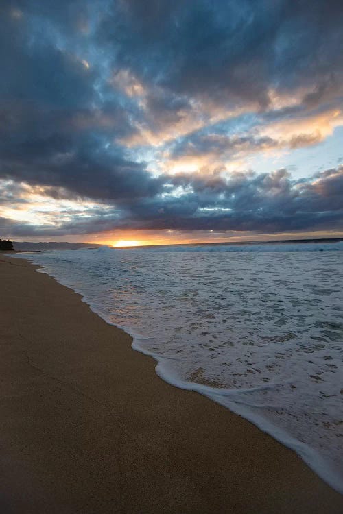 Scenic View Of Surf On Beach Against Cloudy Sky, Hawaii, USA II