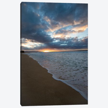 Scenic View Of Surf On Beach Against Cloudy Sky, Hawaii, USA II Canvas Print #PIM14889} by Panoramic Images Canvas Print
