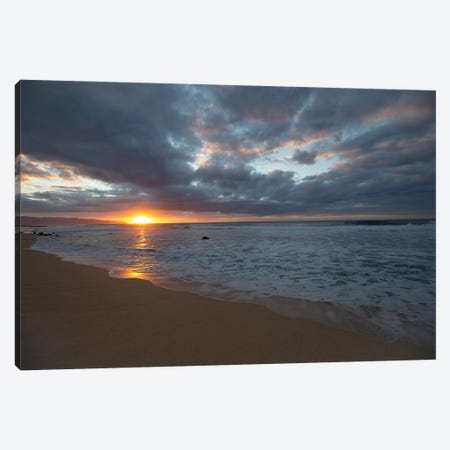 Scenic View Of Surf On Beach Against Cloudy Sky, Hawaii, USA III Canvas Print #PIM14890} by Panoramic Images Canvas Wall Art