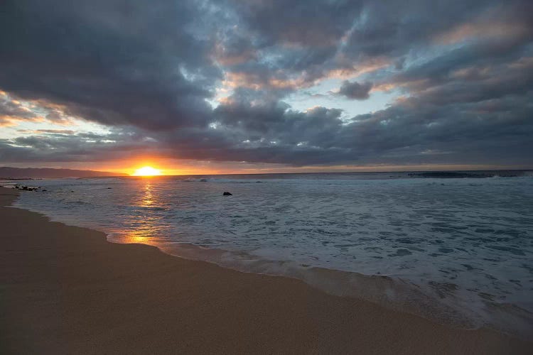 Scenic View Of Surf On Beach Against Cloudy Sky, Hawaii, USA III by Panoramic Images wall art