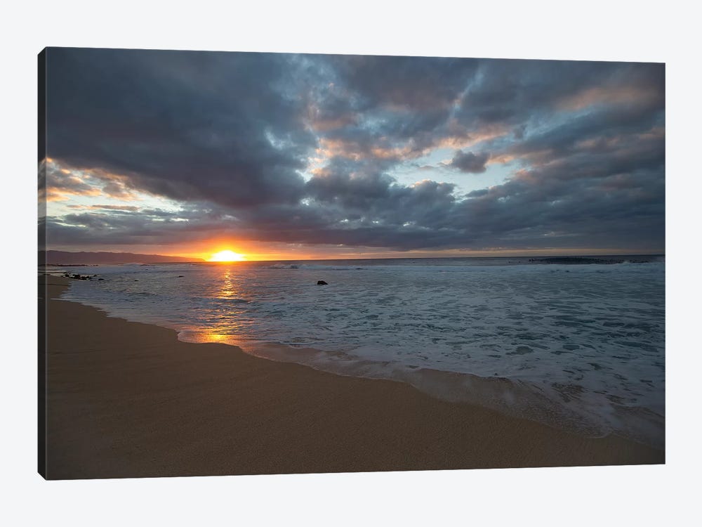 Scenic View Of Surf On Beach Against Cloudy Sky, Hawaii, USA III by Panoramic Images 1-piece Canvas Art