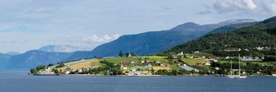 Scenic View Of Village At Seaside, Vangsnes, Vik, Sogn Og Fjordane County, Norway by Panoramic Images canvas print