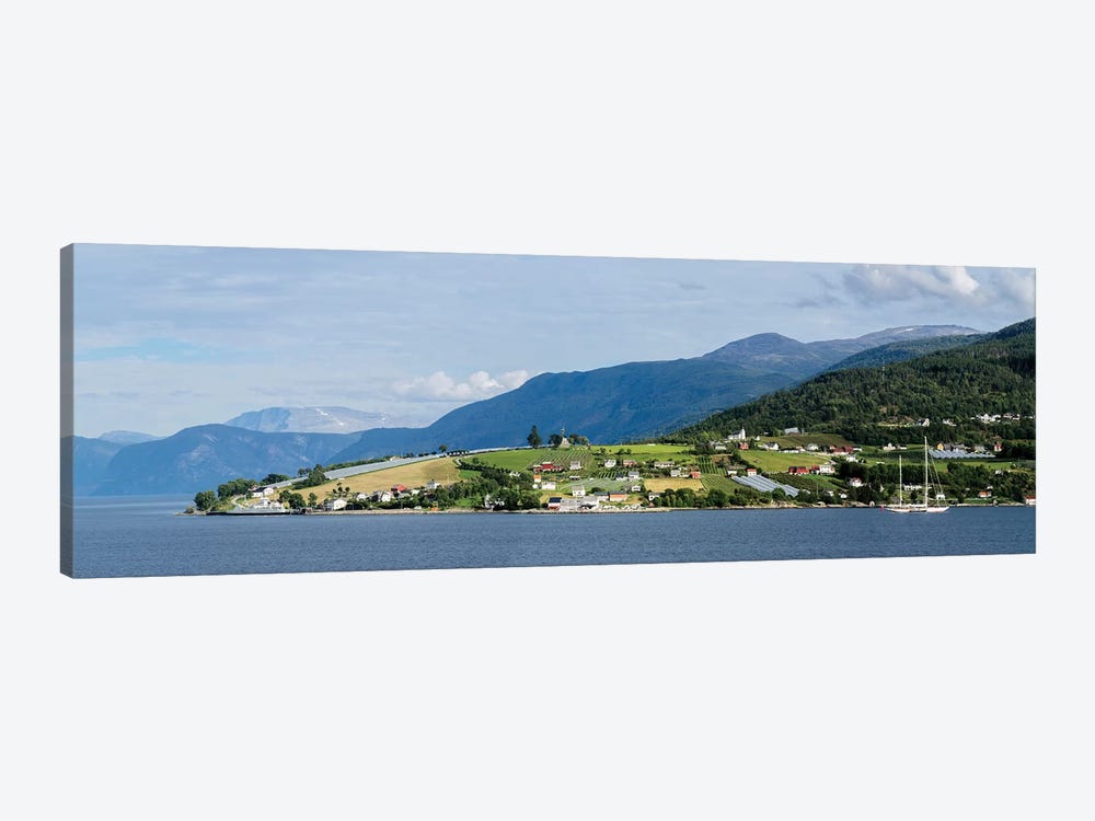 Scenic View Of Village At Seaside, Vangsnes, Vik, Sogn Og Fjordane County, Norway by Panoramic Images 1-piece Canvas Art Print